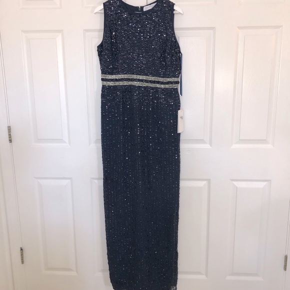 Mac Duggal 93603 Midnight Sequined High Neck Sleeveless Column Gown - Picture 4 of 6